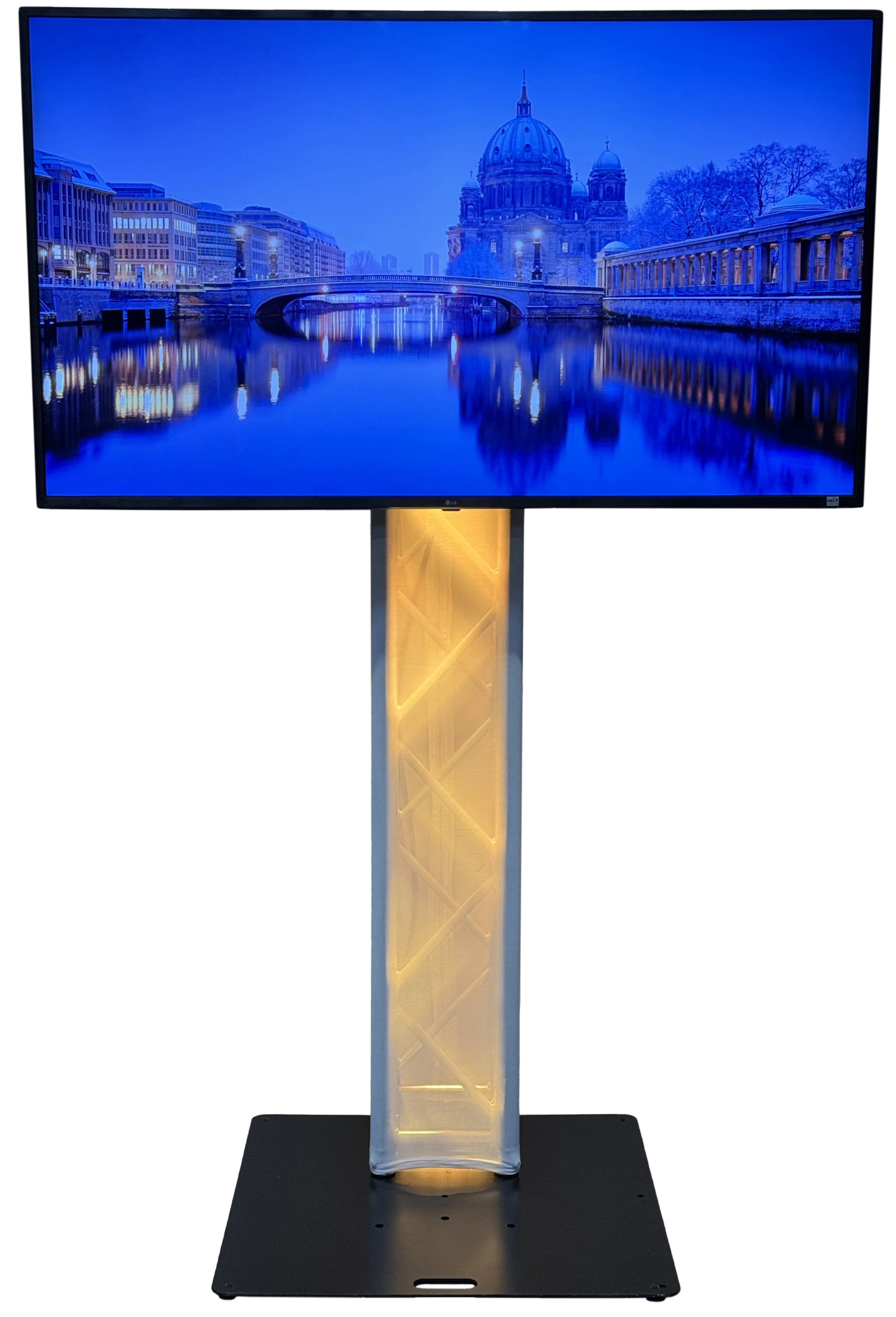 Bildschirm 65" mit Traversenständer (verkleidet & beleuchtet)